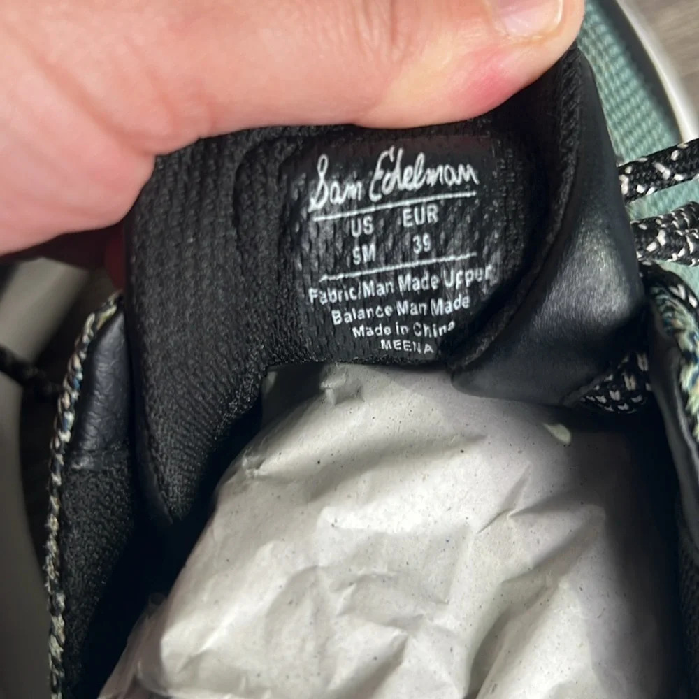 WOMEN SAM EDELMAN MEENA SNEAKER SHOES US SIZE 9 M GREEN BLACK WHITE - Picture 6 of 7